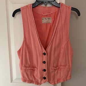 We The Free Coral Button-Down Vest